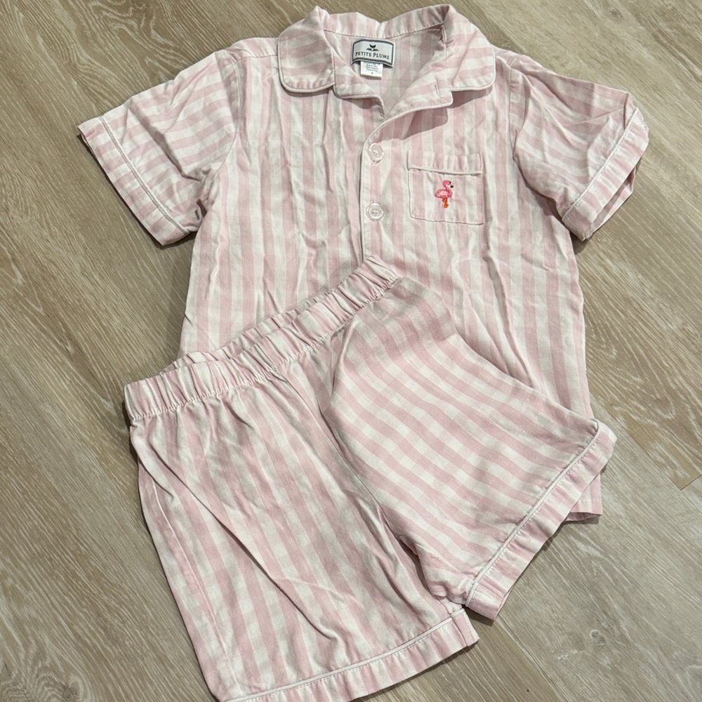 Soft Pink Striped Kids Pajama Set